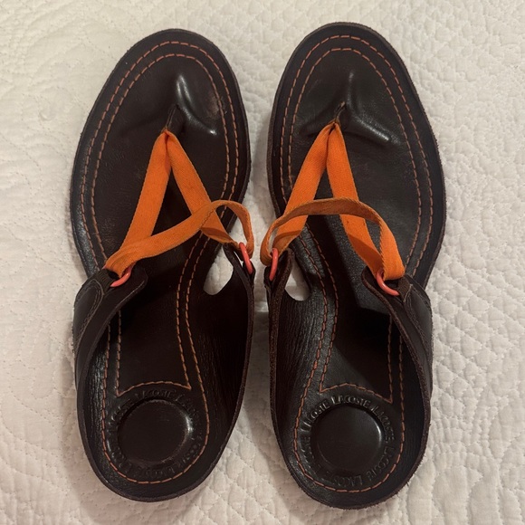 Lacoste Shoes - Lacoste Free People Brown and Orange Leather Sandals